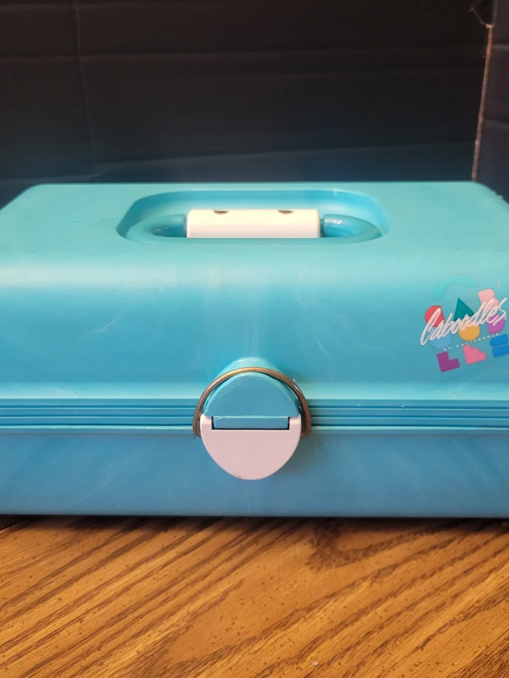 1980s Caboodles of California Teal Swirl Makeup Case Vintage Retro